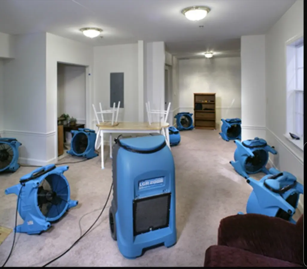 Air movers and dehumidifier setup for Water Extraction & Removal in Rincon